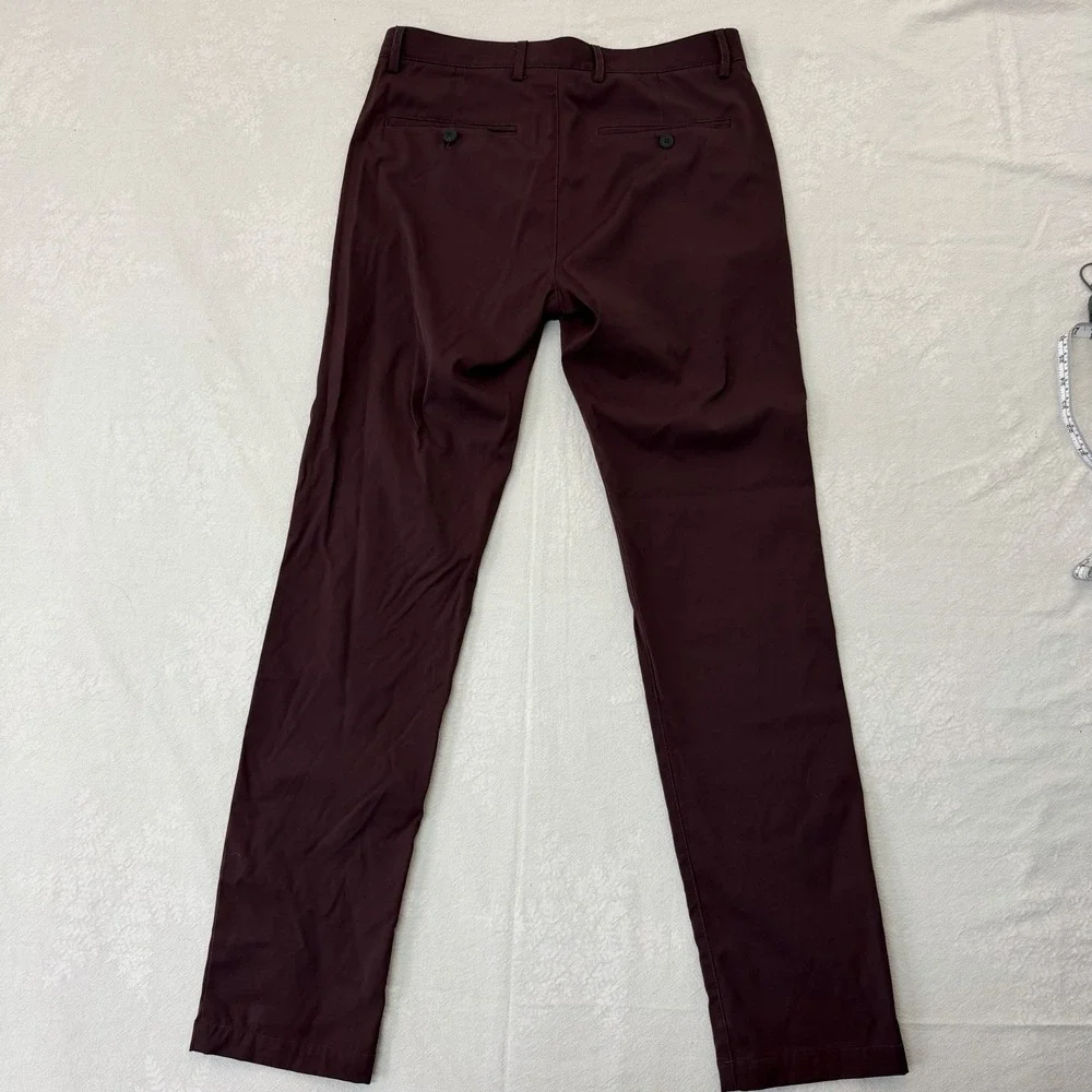 Theory Zaine SW Neoteric Pants Mens 30x32 Burgundy Slim Performance Stretch USA